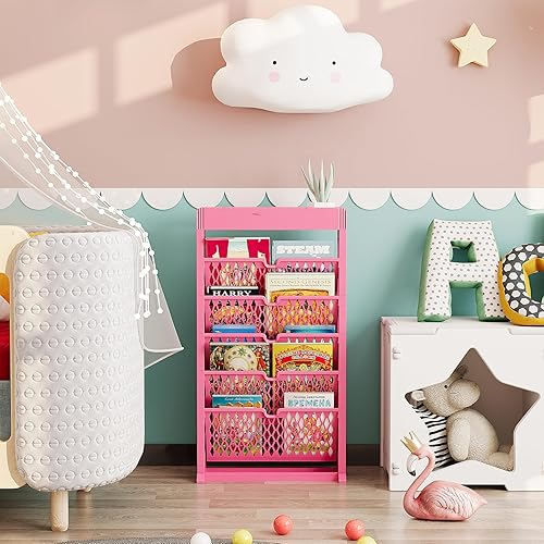 Miniatura 6 de Estantería de 6 niveles para libros, extraíble con ruedas, organizador de lectura para niños, soporte para revistas, archivadores de oficina (10