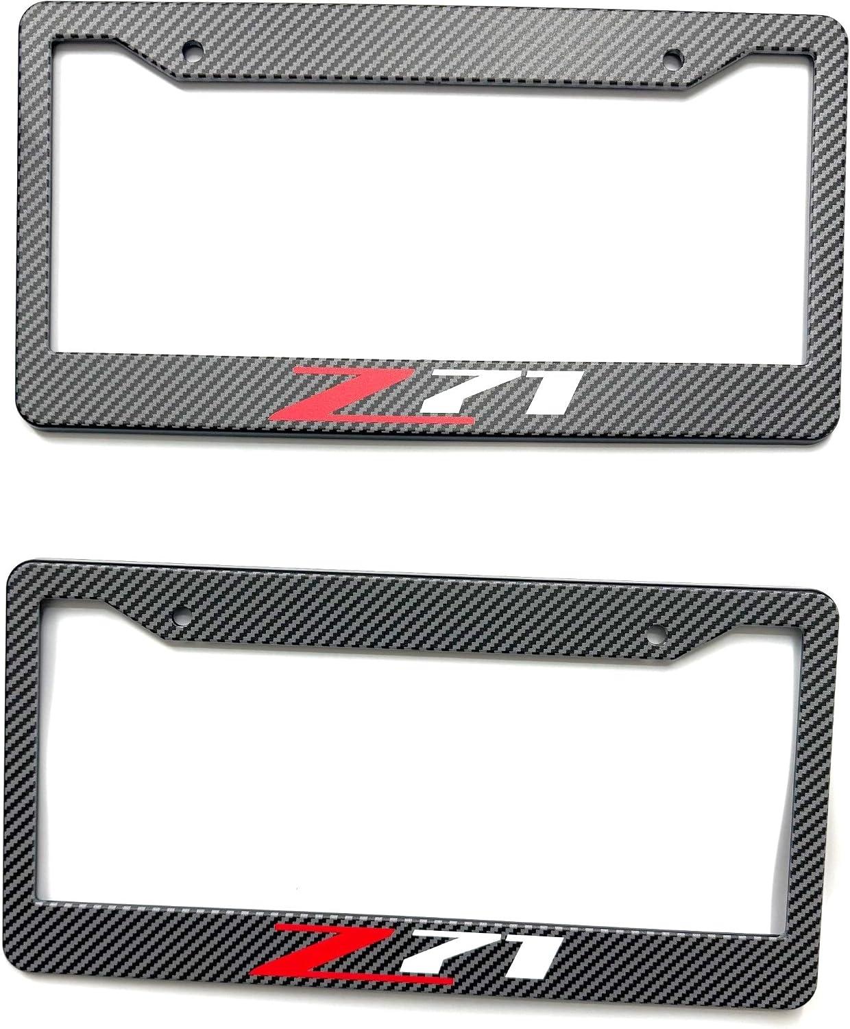 2PCS Carbon Fiber Z71 License Plate Frame Tag Cover Holder Mount for Chevy Silverado Sierra Tahoe
