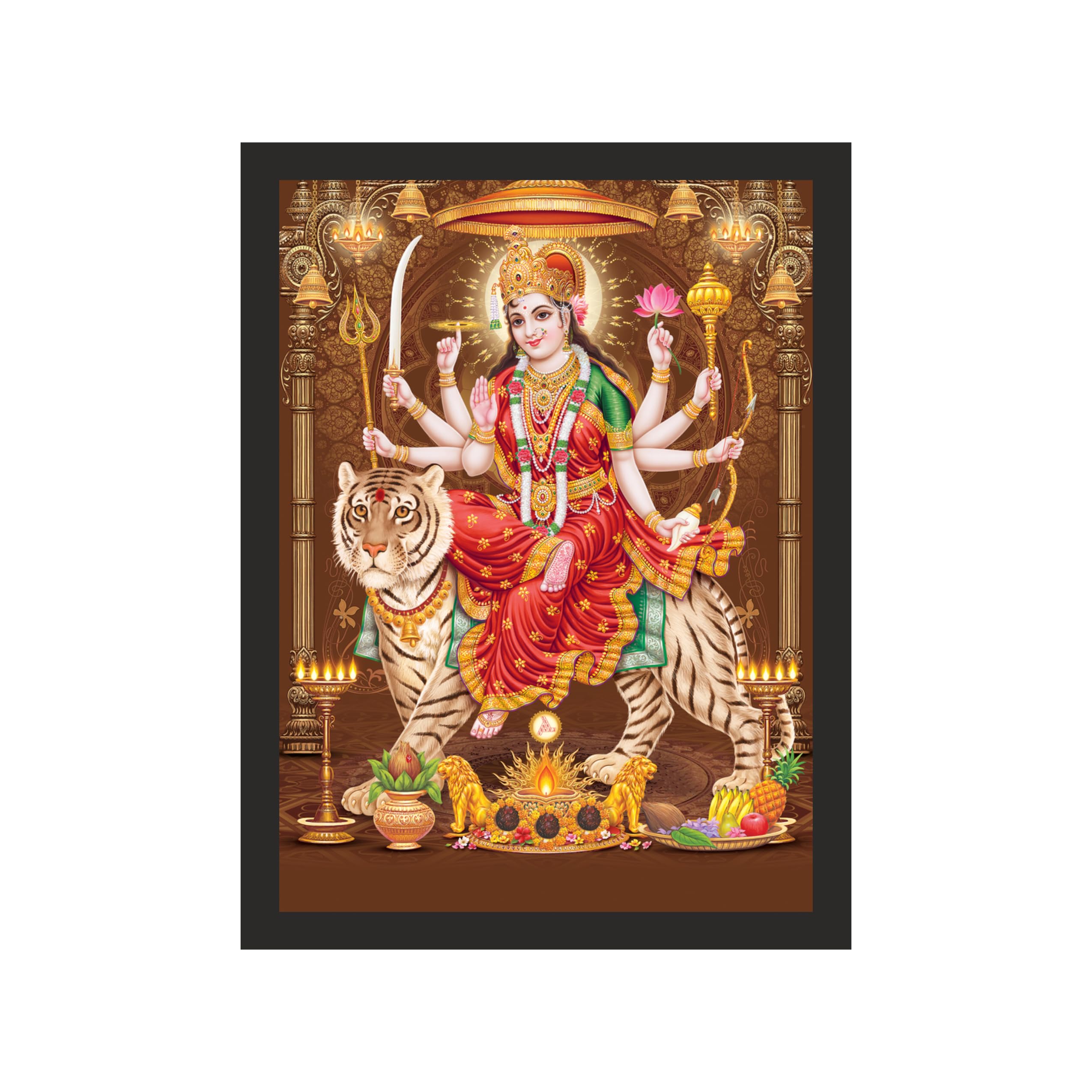 Auspicious Durga on Tiger: 9x12