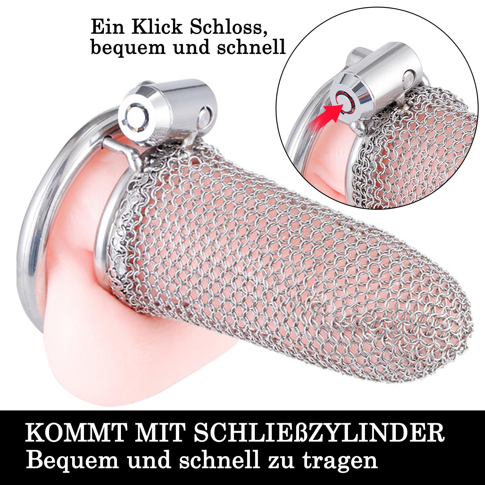 BDSMYEE Chastity cage in Acciaio inossidabile, chastity cage pene per Prevenire L'erezione, gabbia di castità per uomo, cock cage SM bondage slave sex toys (Lungo)