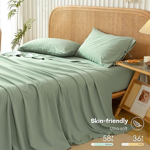 Miniatura 3 de COTTEBED Juego de sábanas bohemias de 4 piezas con bolsillo profundo de 16 pulgadas para uso en todas las estaciones, de poliéster lavado súper