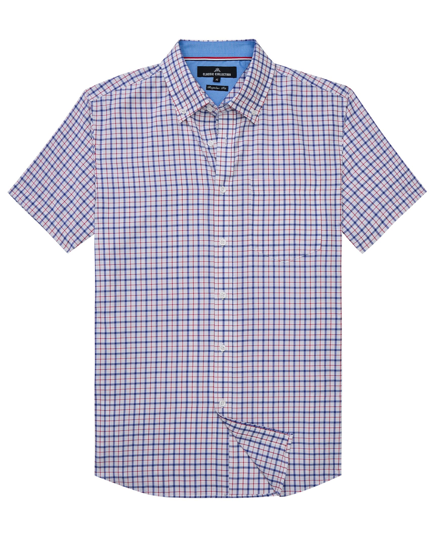 Alimens &amp; Gentle Plaid Mens Short Sleeve Button Down Shirts with Pocket