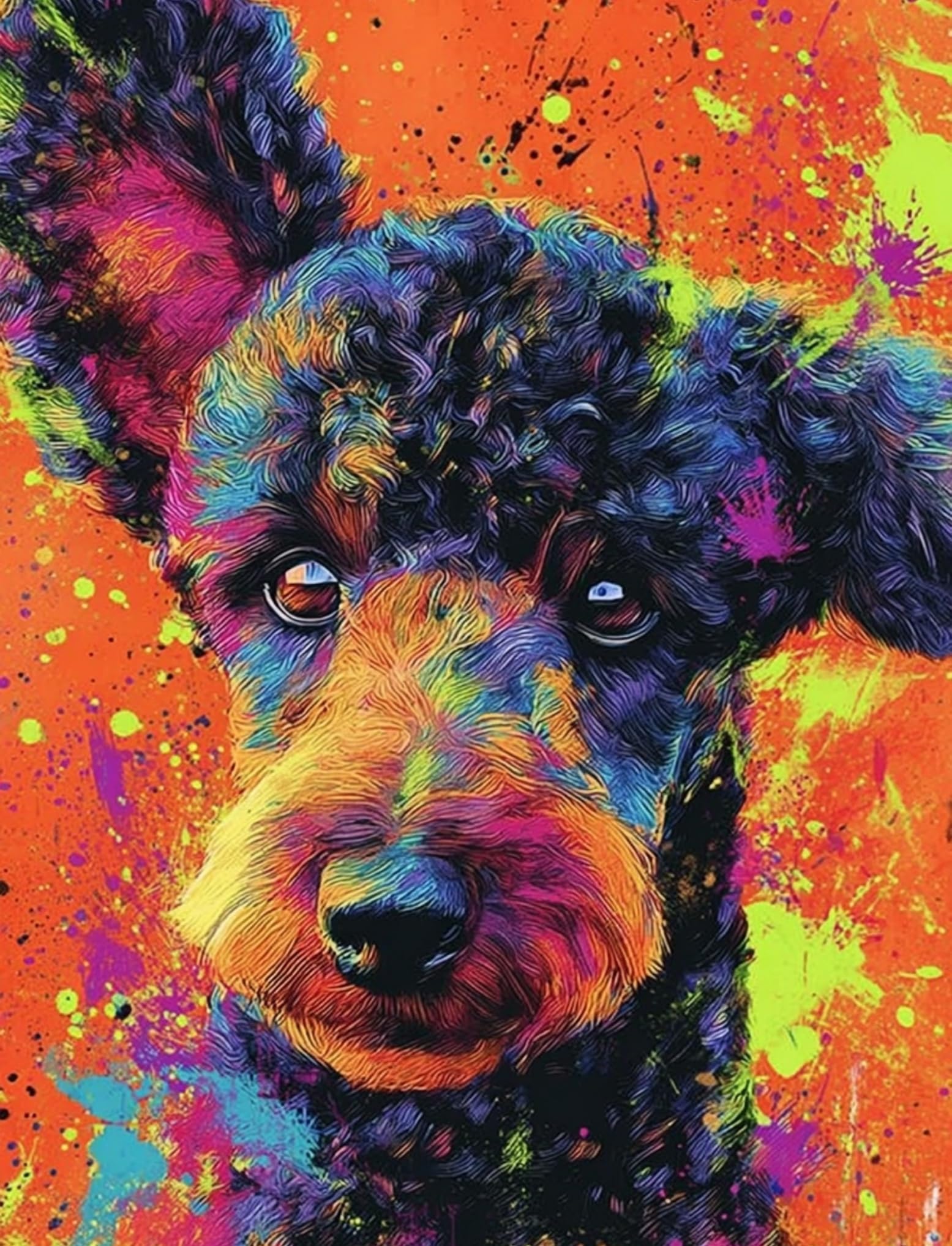 WANGWANGMIAO DIY Oil Painting Paint by Number Kit for Adults -Rainbow Dog- 40x50cm Linen Canvas Paint by Numbers Crafts Kits Gift for Relax and De-Stress 16x20inch，with Frame