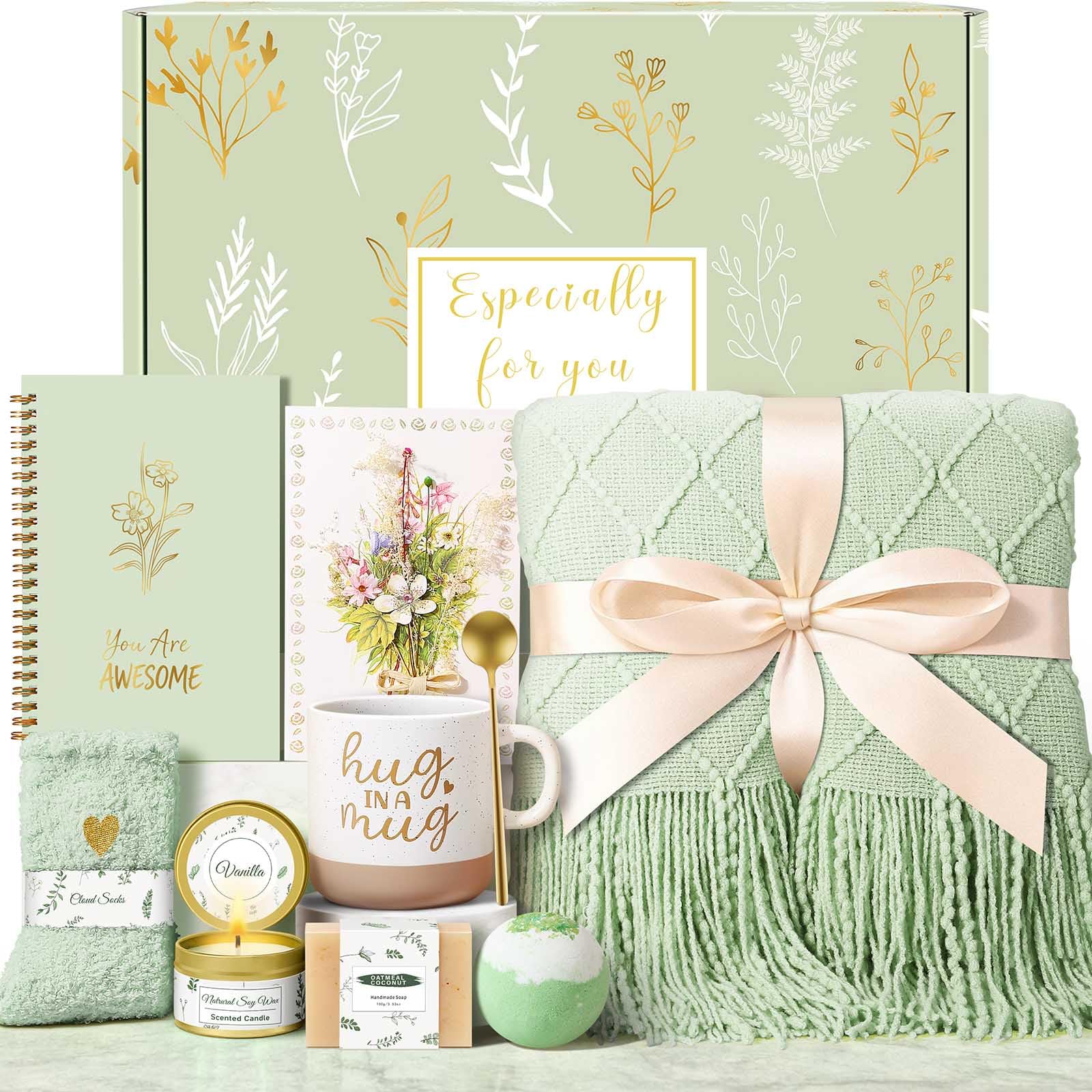 Wasocol Birthday Gifts for Women Gift Basket, Self Care Get Well Relaxing Spa Gift Baskets for Women, Unique Mothers Day Inspirational Gifts for Mom Sister Wife Friend Her-image-36