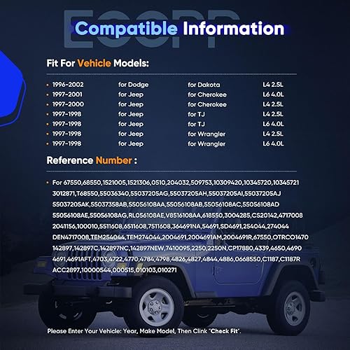 Miniatura 3 de ECCPP Compresor de CA 1996-2002 para Dodge Dakota para Jeep Wrangler para Cherokee TJ 2.5L 4.0L AC Compresor con embrague