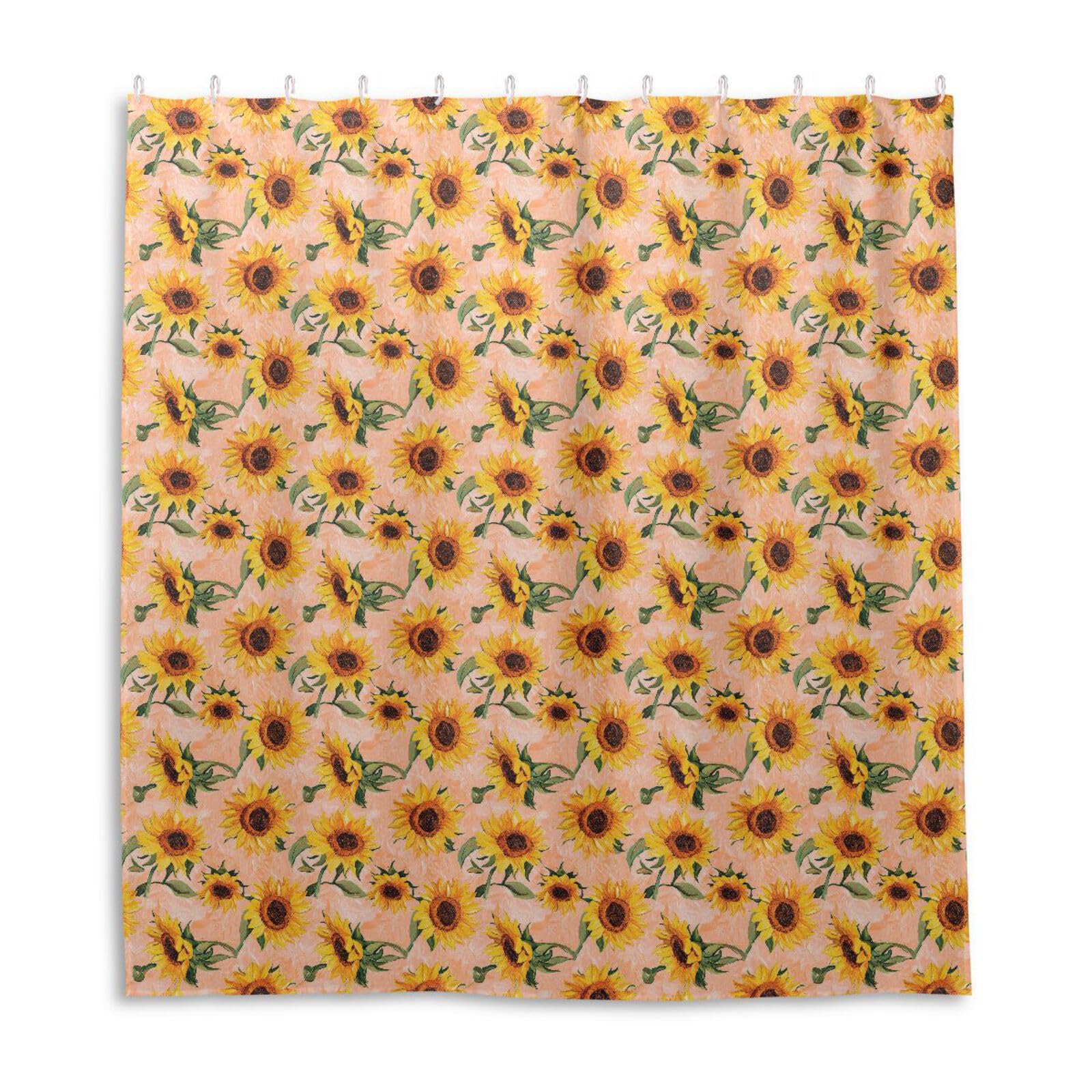 Rideau de douche tournesol 168x183 cm en polyester imperméable avec crochets