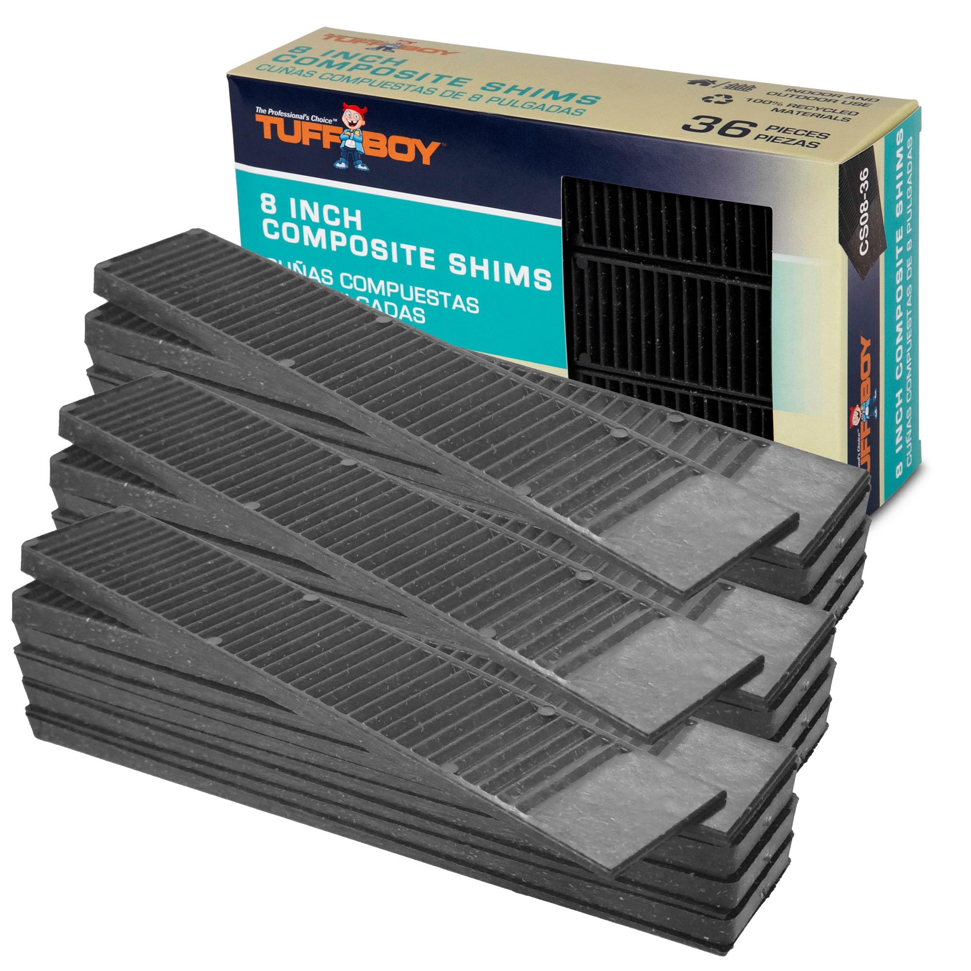 8” Composite Shims for Indoor/Outdoor use. 36 Pack Heavy Duty, with Extreme Load Support, and Easy to snap DIY Levelers-Great for Home Improvement, Furniture, Doors, Windows, Sheds and More.