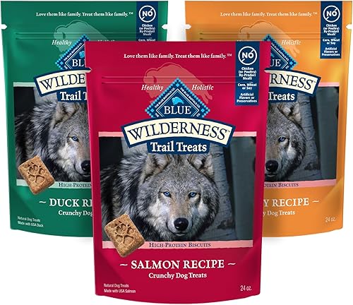 Blue Buffalo Wilderness Trail Treats - Paquete variado de galletas crujientes para perros, sin granos y con alto contenido de proteínas, hechas con