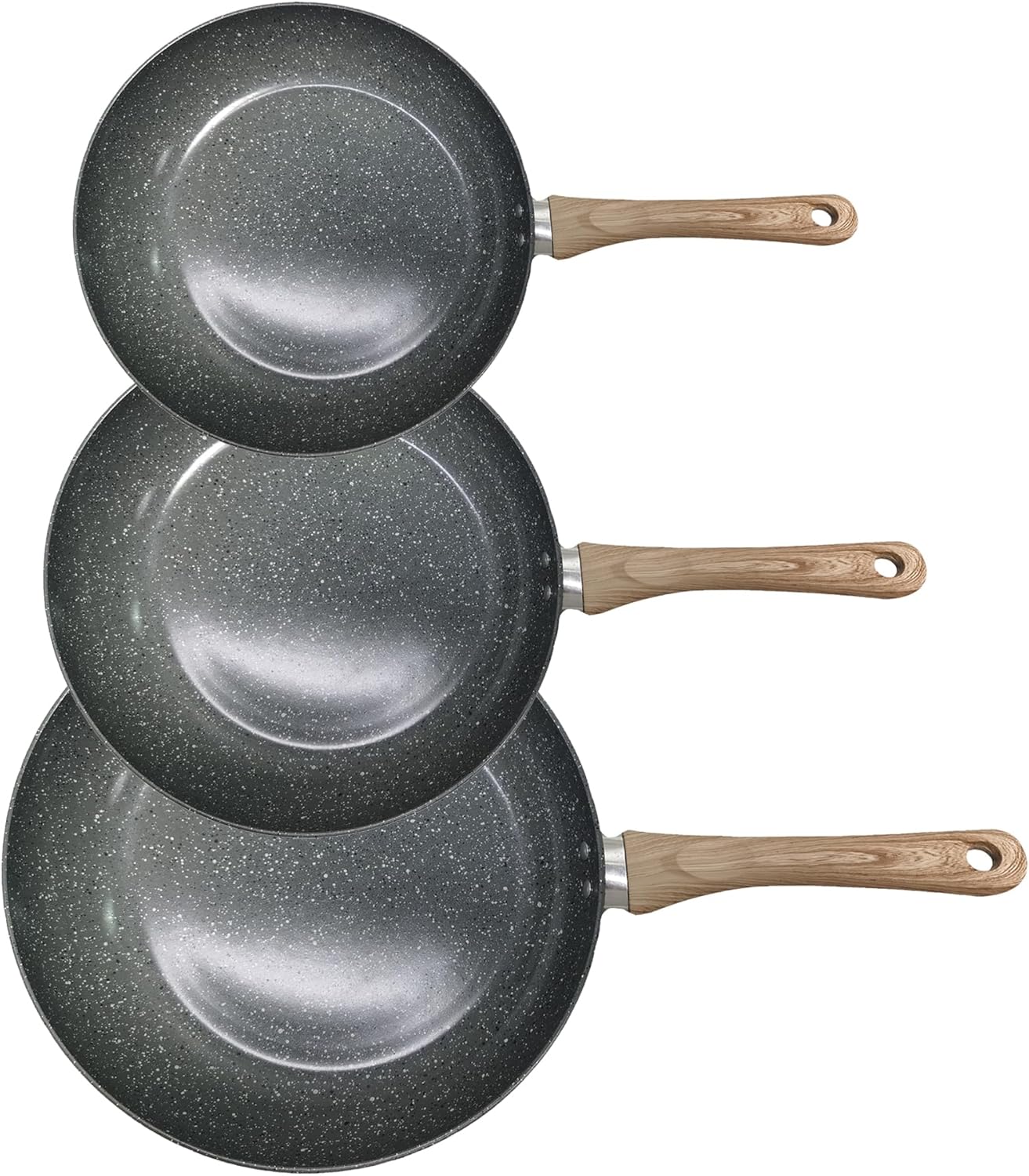 Wok de Aluminio Antiadherente Juego de 3 Piezas Bakeley