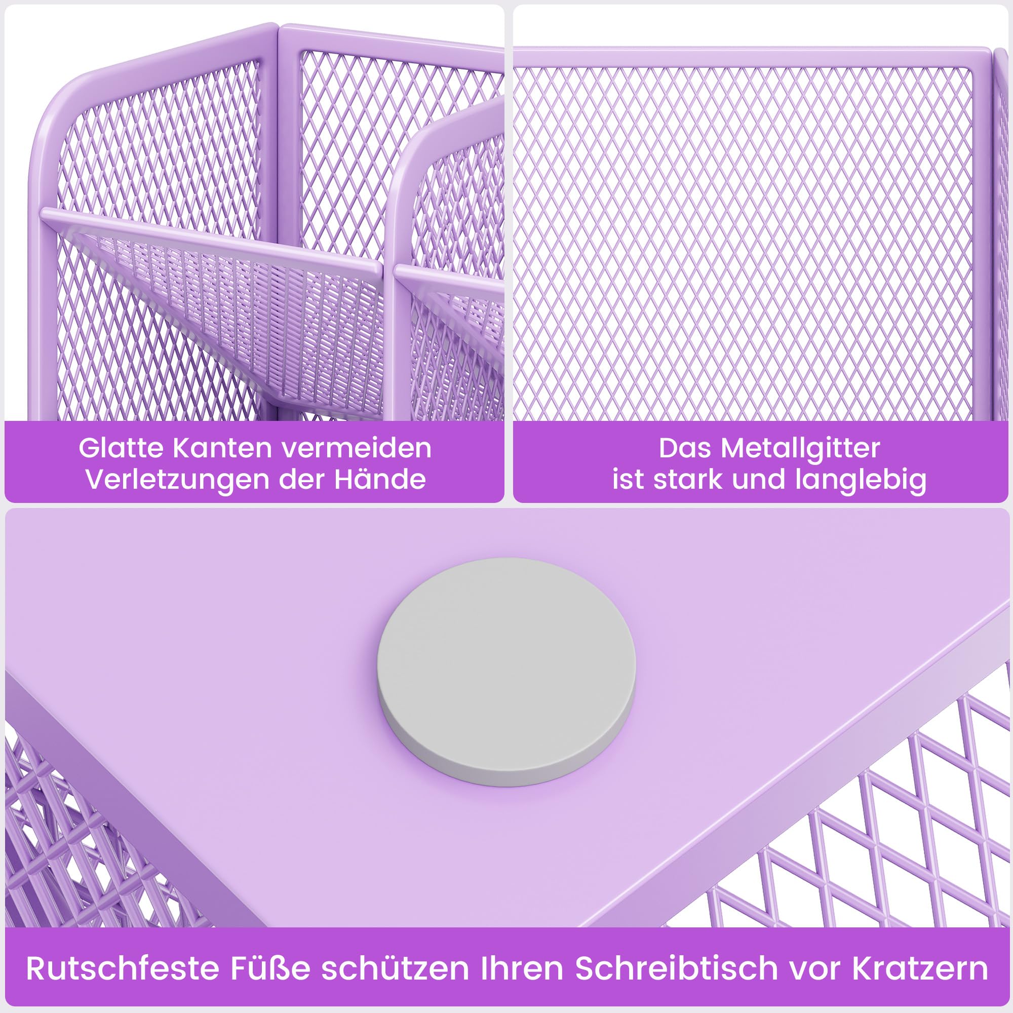 VITVITI Organizer da scrivania, 9 scomparti, portapenne, in metallo, portapenne, per scuola, casa, ufficio (viola)