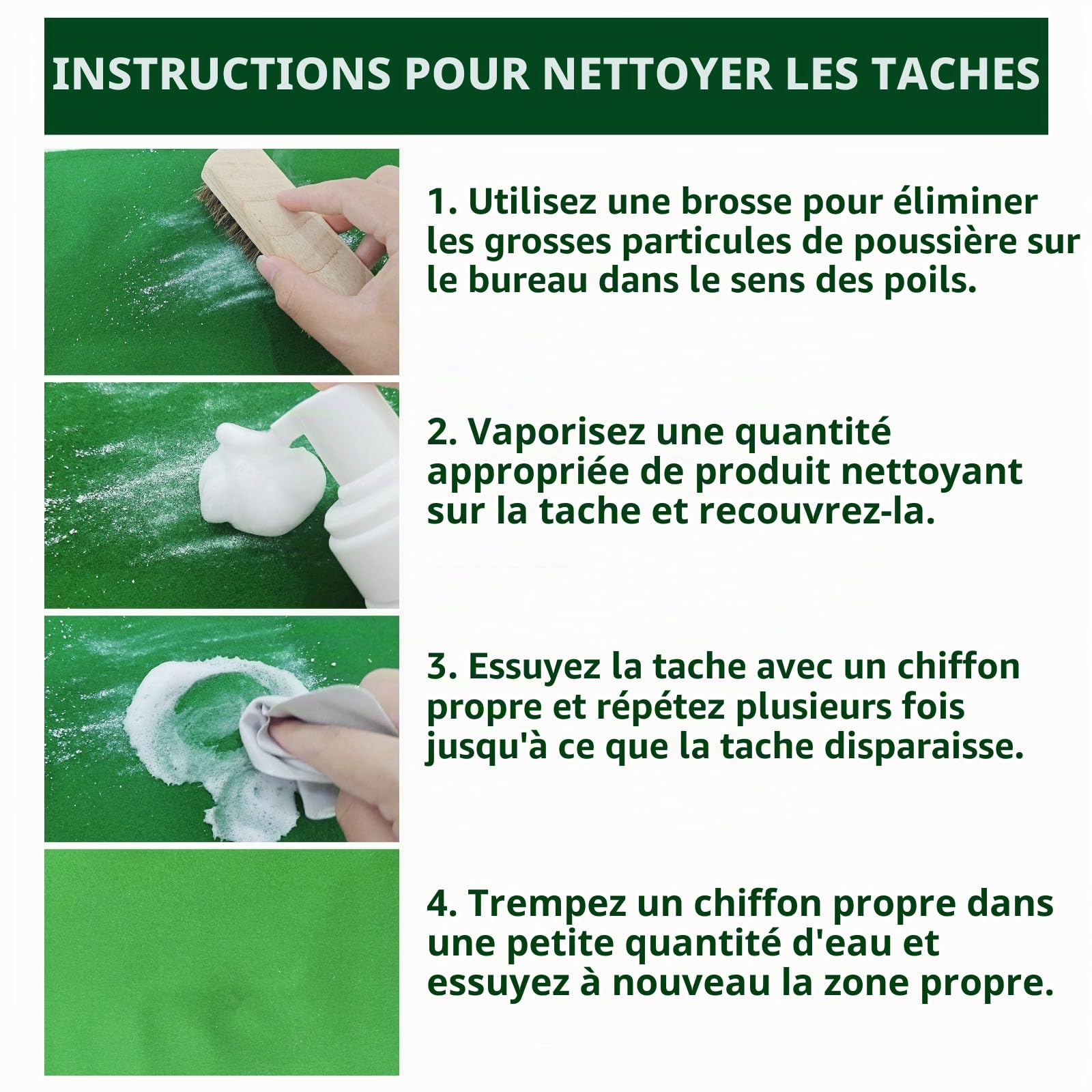 Kit de nettoyage en feutre de 200 ml pour tables de billard avec 2 brosses de table de billard, 1 éponge en fil d'acier, 1 chiffon