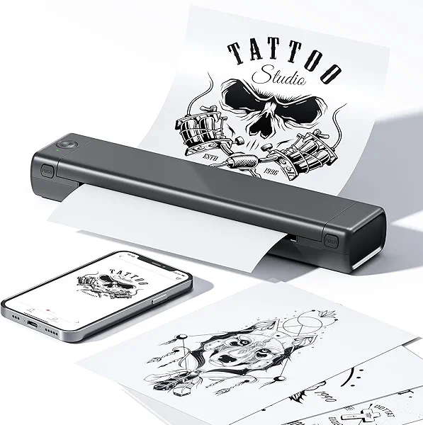 Tattoo Stencil Printer, Bluetooth Thermal Tattoo Printer,Compatible with Phone/Tablet/PC, Tattoo Supplies for Tattoo Artist & Beginners, Gray