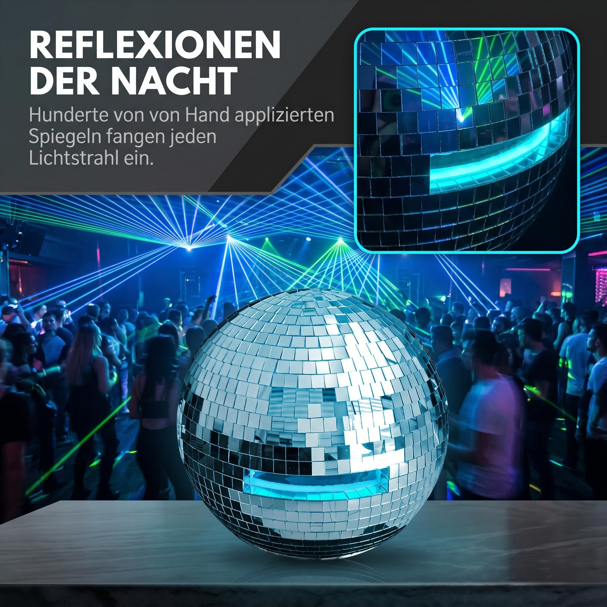 15.7in Discokugel Helm voll mit Spiegeln, Disco Kugel Helm reflektiert Licht, Discokugel Hut lässt dich in Bars und Clubs ins Blickfeld rücken