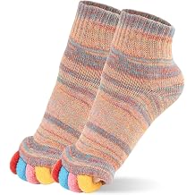 Happy Feet Toe Separator Socks - Comfortable Alignment Socks   Washable Massage Socks   Prevent Foot Cramp and hammertoes Multi color, Multi Color, One Size