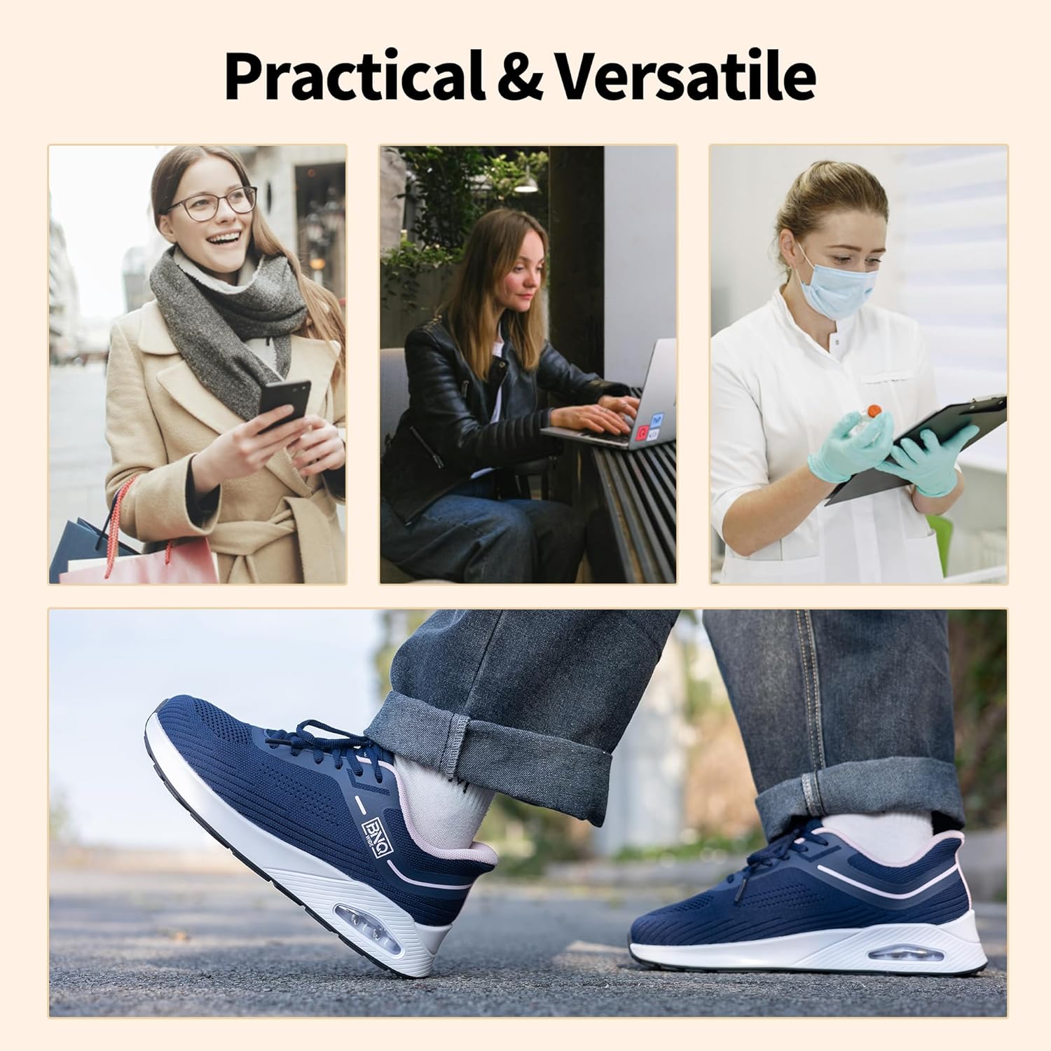 Women's Walking Shoes with Arch Support Wide Toe Box Plantar Fasciitis Orthotic Tennis Sneakers for Bunion Foot Pain Relief US 6-11 - Image 6