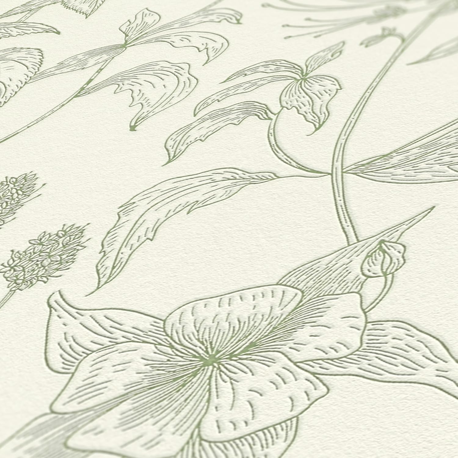 Livingwalls Jette 5 | 373635 | Carta da parati in tessuto non tessuto effetto floreale, 0,53 m x 10,05 m | verde