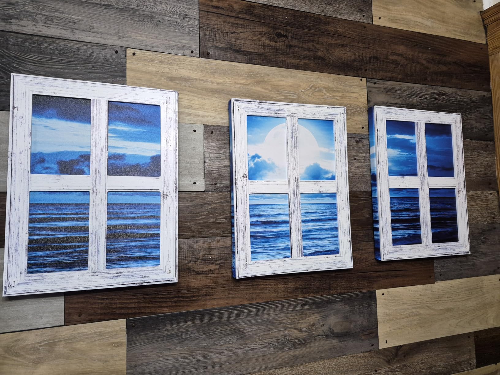 Pyradecor Modern 3 Panels Blue Clouds Landscape Canvas Prints Wall Art ...