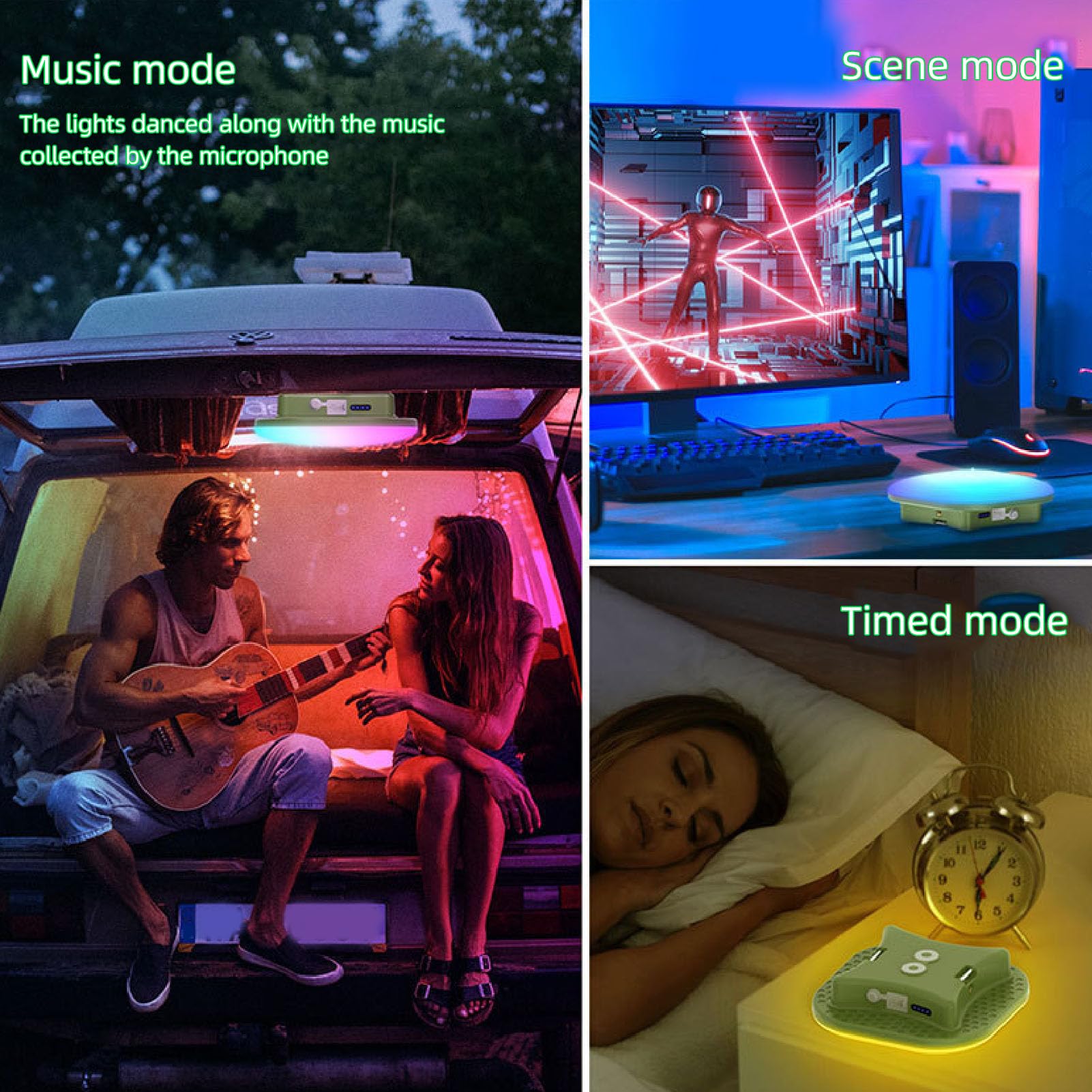 RiToEasysports Linterna de Camping Inteligente RGB Recargable con Sincronización de Música, Luz Colgante Portátil para Tienda de Campaña para Actividades Al Aire
