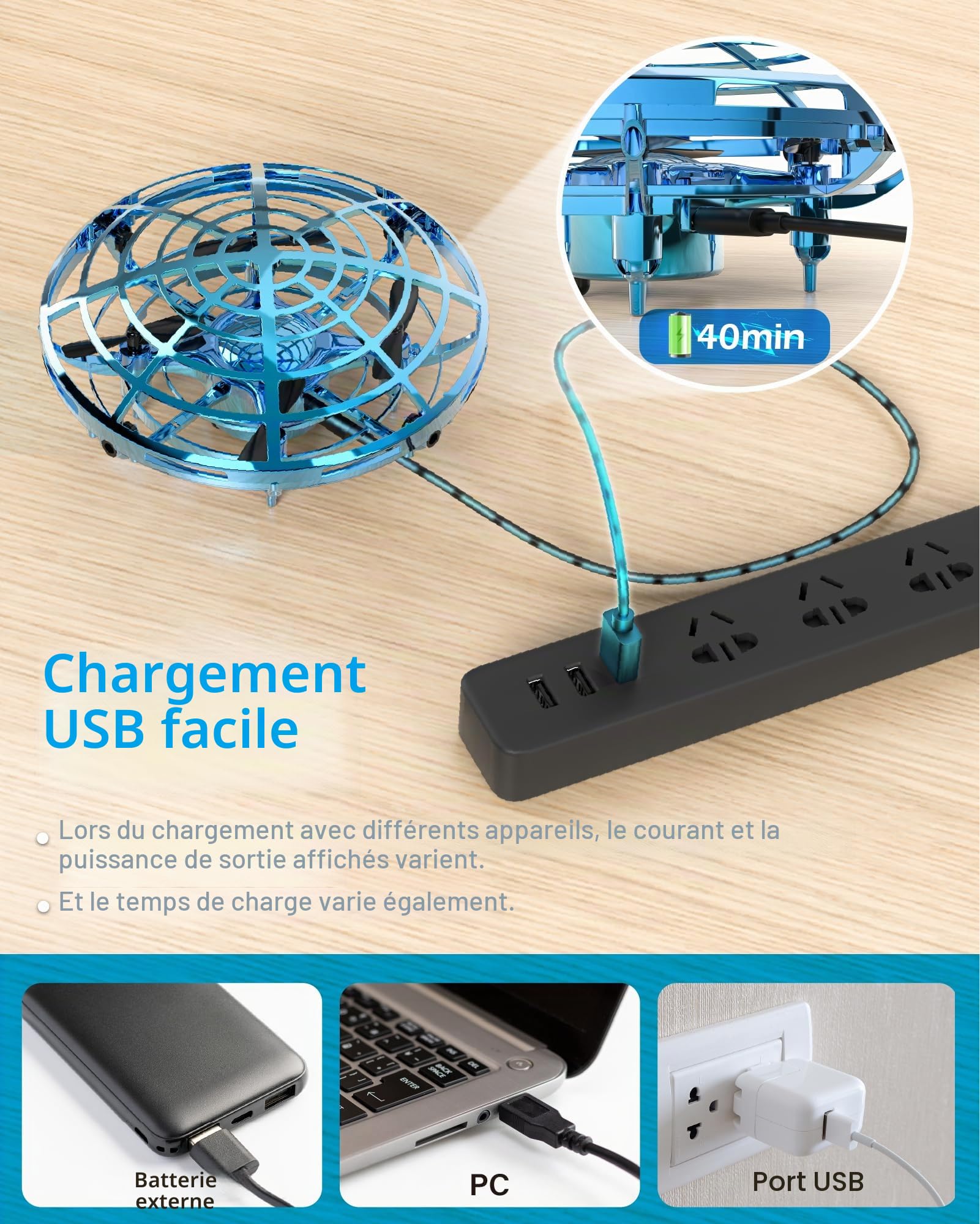 Kiztoys Mini drone pour enfants, balle volante OVNI, jouet volant à induction infrarouge piloté manuellement, cadeau pour garçons et filles de 6 à 7, 8, 9, 10+ ans