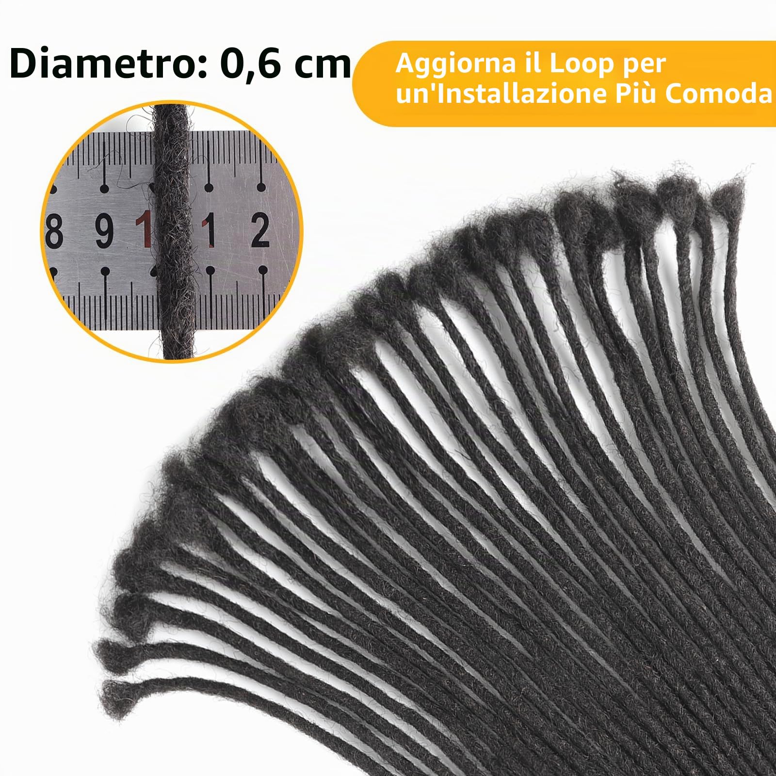Extension per dreadlock da 15-45 cm, capelli umani sottili da 0,6 cm, capelli veri per uomini/donne/bambini, 30 ciocche di dreadlock permanenti fatte a mano, possono essere arricciate e