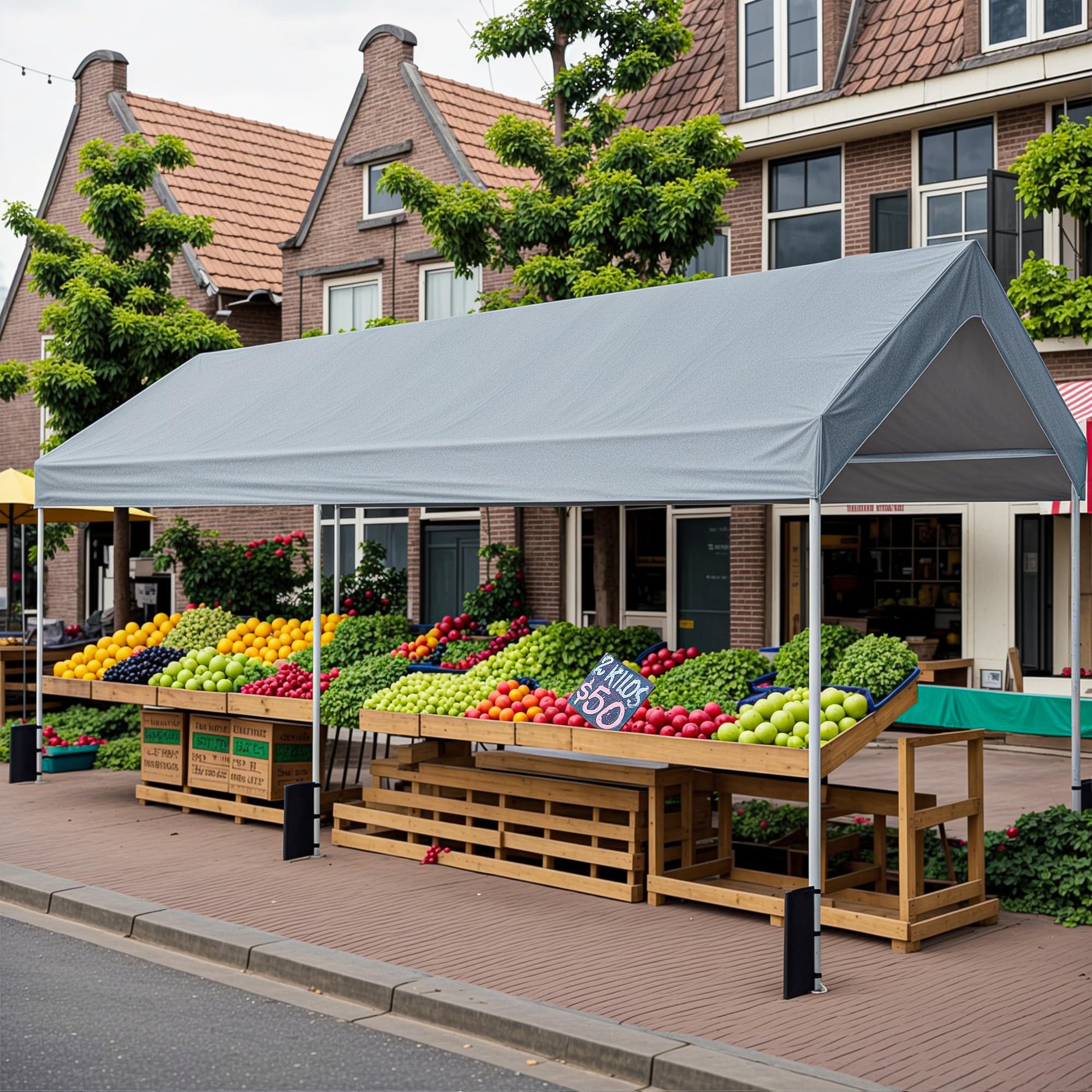 Carport 3x6 m Zeltgarage Carport mit Dach, UV-beständig wasserdicht Garagenzelt Unterstand Lagerzelt Weidezelt Garagenüberdachung für Auto, SUV, LKW, Boot, Auto Garage Zelt für Garten Party