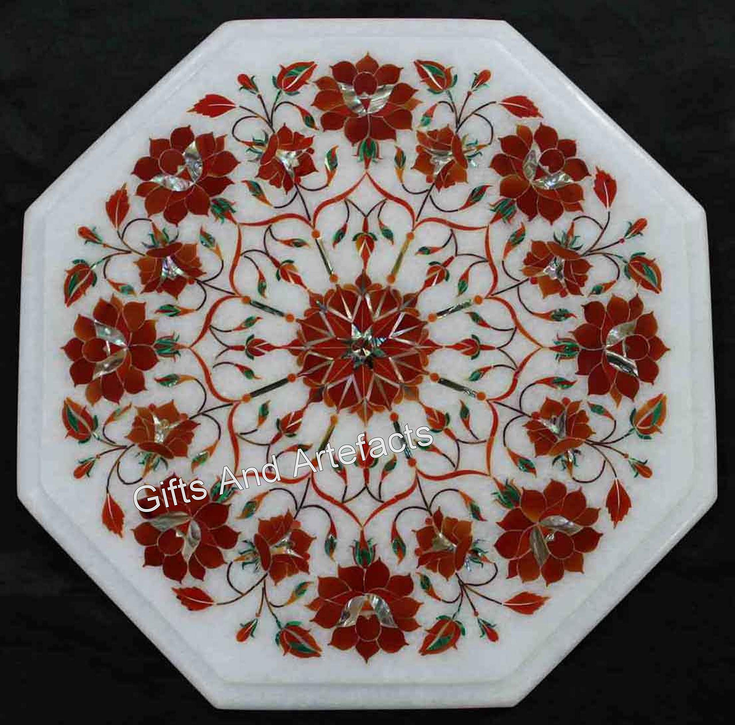 Table d'appoint de jardin octogonale en cornaline 30,5 cm pour déco hôtel
