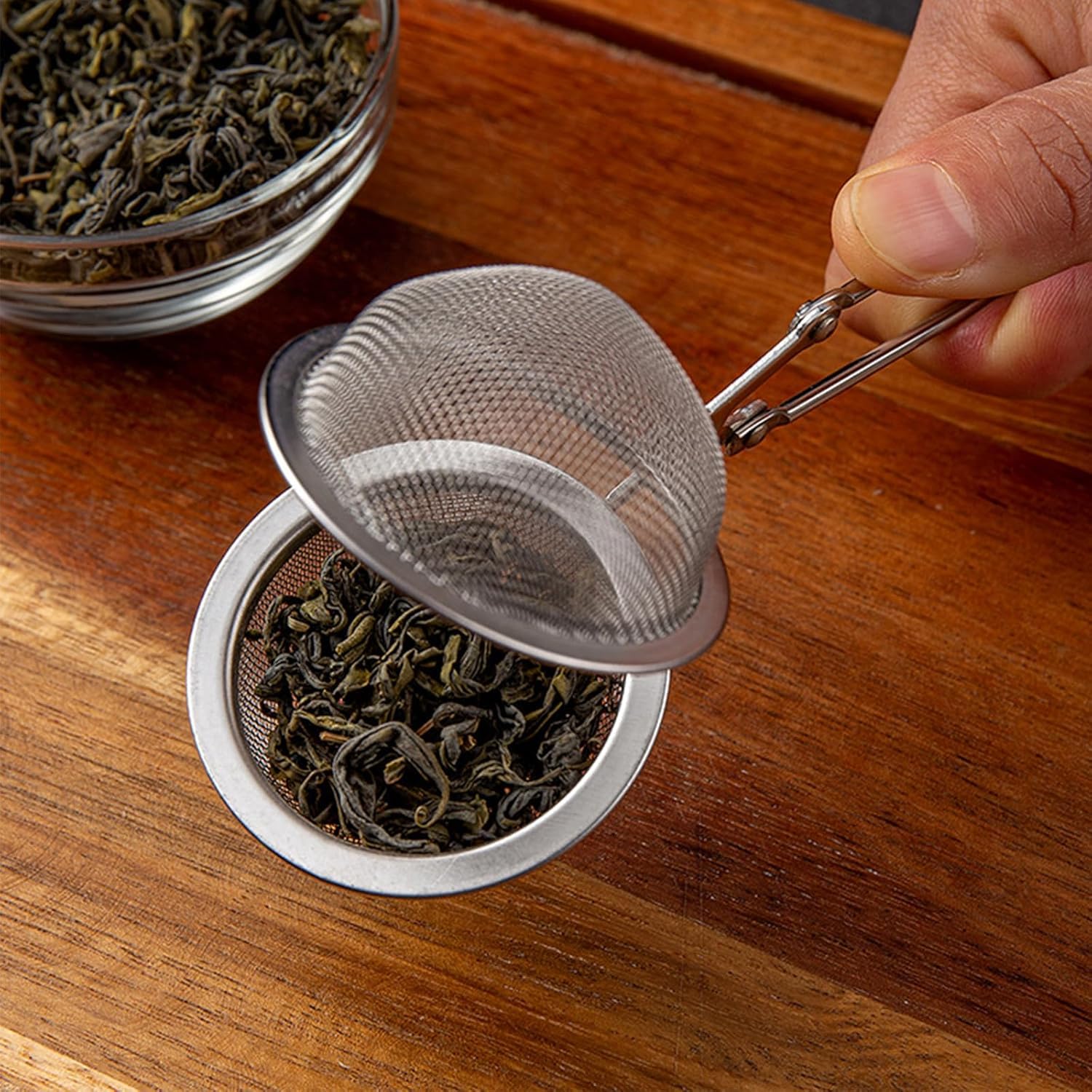 Teesieb mit Schnappkugeln, 20 Stück, hochwertiges Edelstahl-Tee-Ei mit Griff, Tee-Ei mit Zange, Steiler, wiederverwendbar, für losen Tee, Gewürze, Gewürze