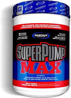 Gaspari Nutrition - SuperPump MAX - The Ultimate Pre Workout Powder, Sustained Energy Preworkout, Nitric Oxide Booster, Muscle Growth, Recovery & Replenishes Electrolytes - 40 Serving (Fruit Punch)