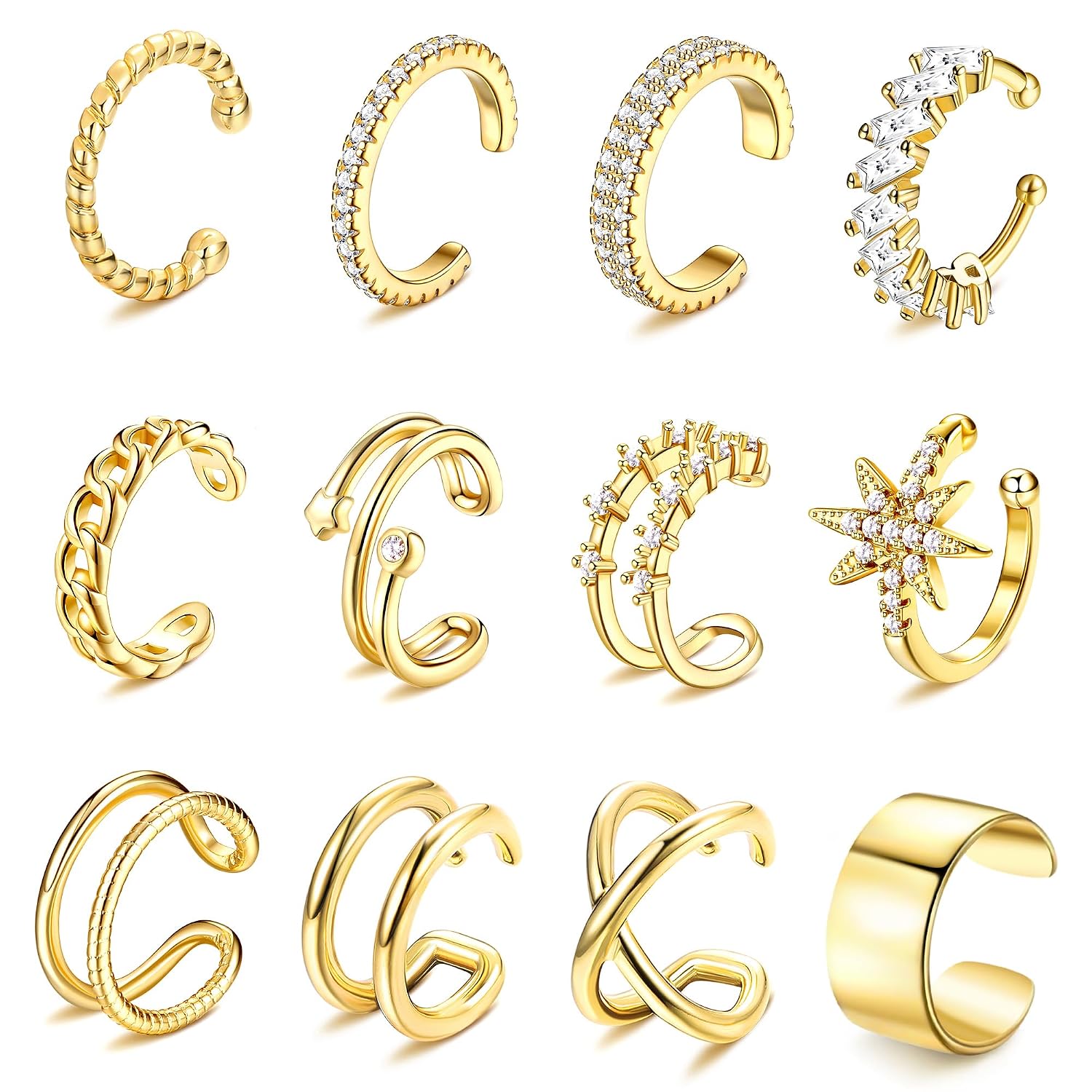 Dochais 9pcs Ear Cuff 14K Gold Plated Cuff Earrings Gold Ear Cuffs Non Pierced Ear Clips Cartilage Earring Fake Earrings - Review, Price and Buying Guide