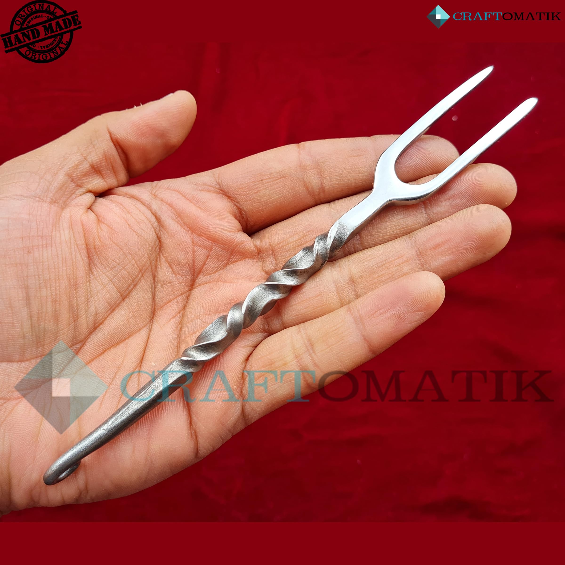 Set di posate forgiate a mano in stile medievale | 3 pezzi (coltello, forchetta, cucchiaio) con custodia in pelle | set regalo per cucina, campeggio e barbecue | HFTC07x