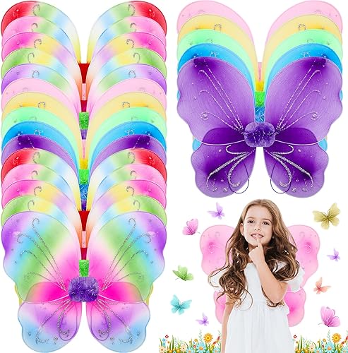 Miniatura 14 de Chivao 20 piezas de alas de hada, alas de mariposa, para cumpleaños, boda, decoración de Halloween, fiesta, accesorio para niños y niñas Bonito