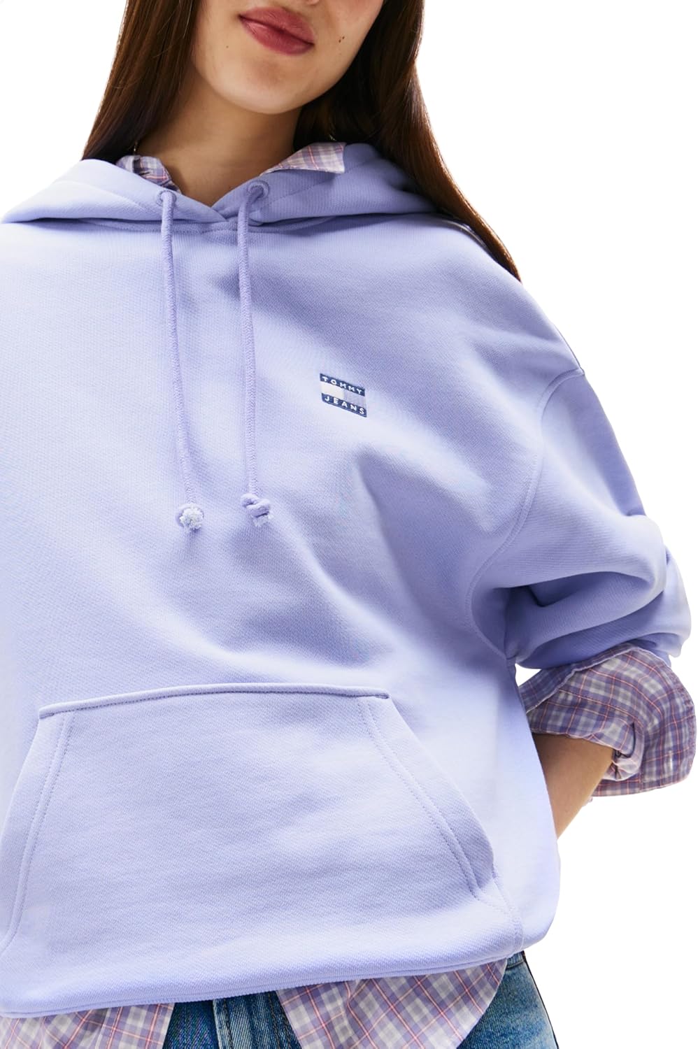 Tommy Jeans Women's Medium Weight Pullover Hoodie With Embroidered Flag Logo
