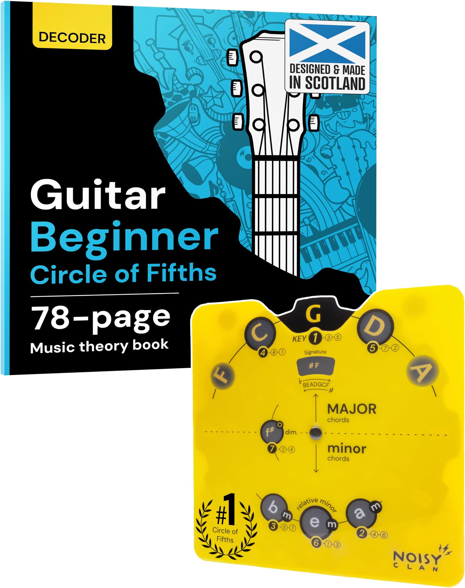 Guitar Circle of Fifths Wheel & Theory Book – Music Theory Made Easy for All Levels – Music Learning Tool, Learn Chords, Keys & Progressions – Write More, Play More, Master Music