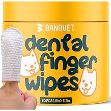 Pack of 90 Dog Teeth Cleaning Wipes - No-Rinse Dog Toothbrush & Effective Dog Dental Wipes 1.5 x 3.15 in
