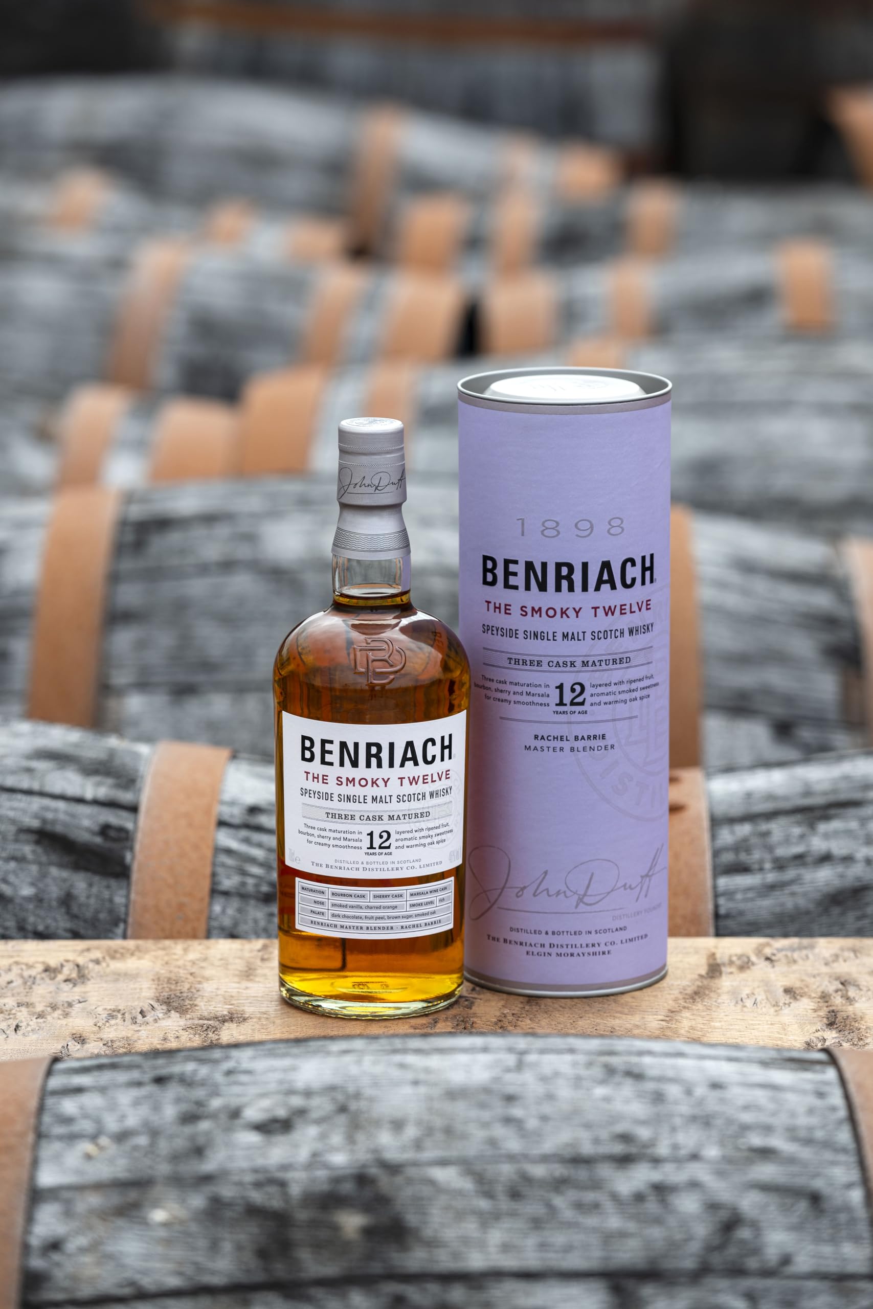 BenRiach THE SMOKY TWELVE, 12 Years Speyside Single Malt Scotch Whisky - 700ml con estuche regalo