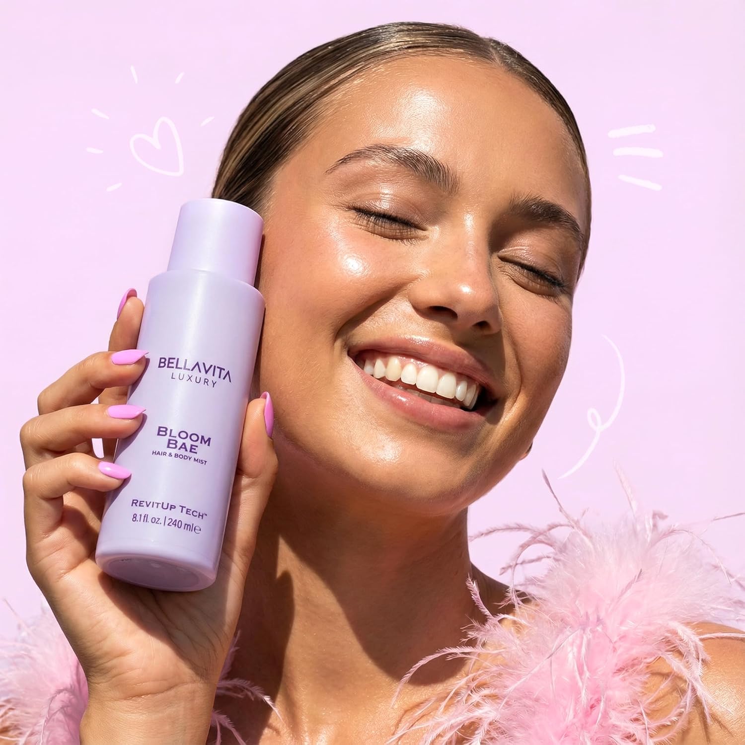 Bellavita Luxury Bloom Bae Hair & Body Mist for Women | Sweet Floral Body Spray | Long-Lasting Hair and Body Mist | Hydrating, Alcohol-Free Perfume Mist | 8.12 fl.oz | 240 ml - Image 6