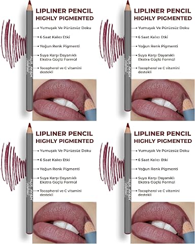 ALIX AVIEN Uzun Süre Kalıcı Dağılma Yapmayan Nemlendirici Dudak Kalemi - Lipliner Pencil 18 Raspberry Marmalade (4 paketi)