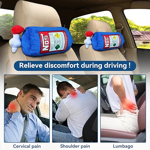 Miniatura 4 de NOS - 2 almohadas para el cuello del automóvil, diseño de botella de felpa para reposacabezas de automóvil, almohada de apoyo para asiento de