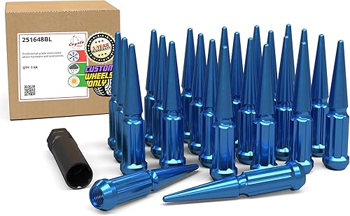 Vista 70 de Wheel Accessories Parts 20 piezas M12x1.5 12x1.5 rosca Spike Spline 4.40" largo tuercas negras 7/8" y 13/16" hexagonales para Chevy Blazer S10 GMC