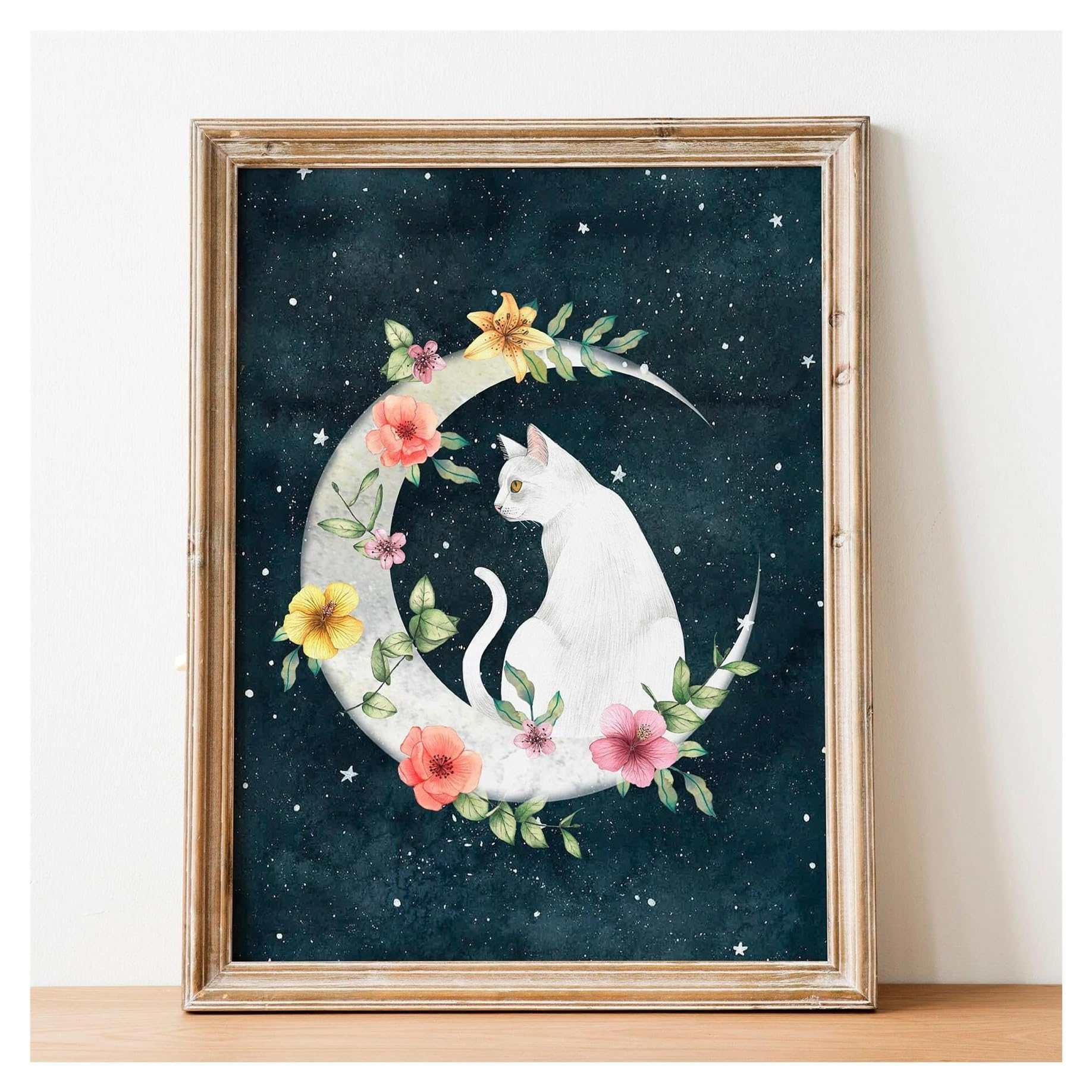 Cuadro sobre lienzo de gatos abstractos para decorar un salón moderno con arte divertido de 50x70