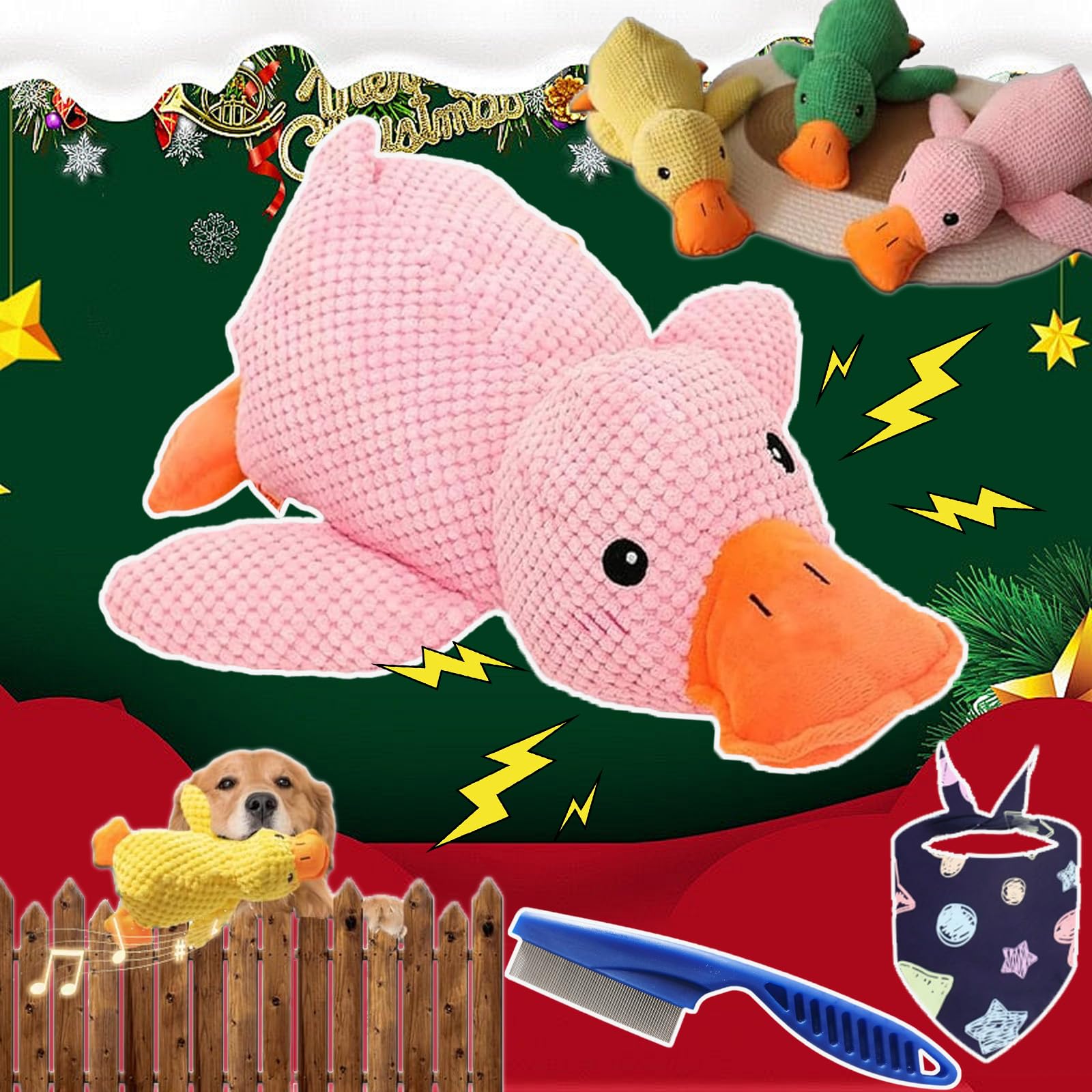 Yagerod Calming Duck Dog Toy, Paw Love Dog Toy, Pawlove Calming Duck Toy, Quacking Ducks Toys, Soft Stuffed Plush Mellow Calming Pillow, For Aggressive Chewers (pink, Small)