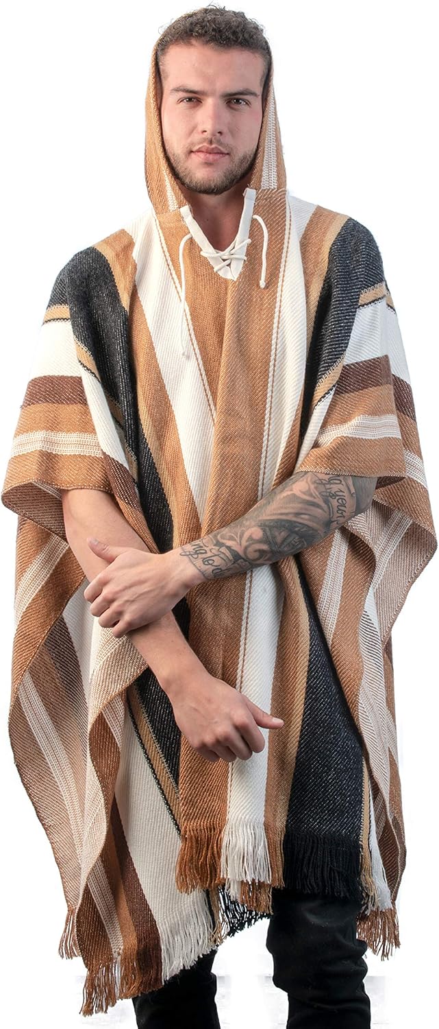 Alpaca Hooded Poncho for Men and Women for Winter Season - Cloak Cape - House Coat