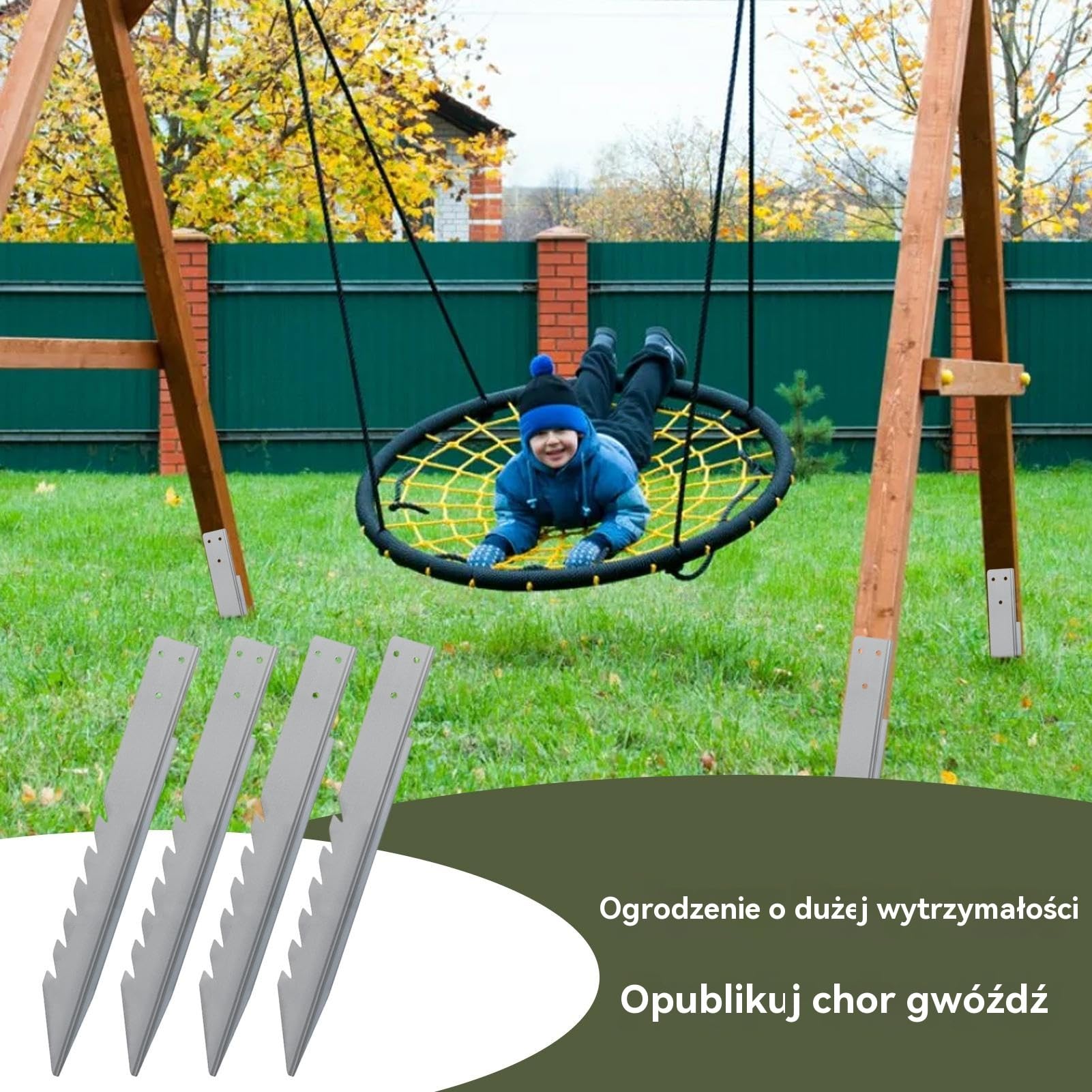 Słupki Ogrodzeniowe 4 Sztuki Wytrzymałe Słupki Ogrodzeniowe ze Stelażem | Odporne na Warunki Atmosferyczne Kołki do Ogrodu Tarasu Basenu Placu Zabaw i Furtki