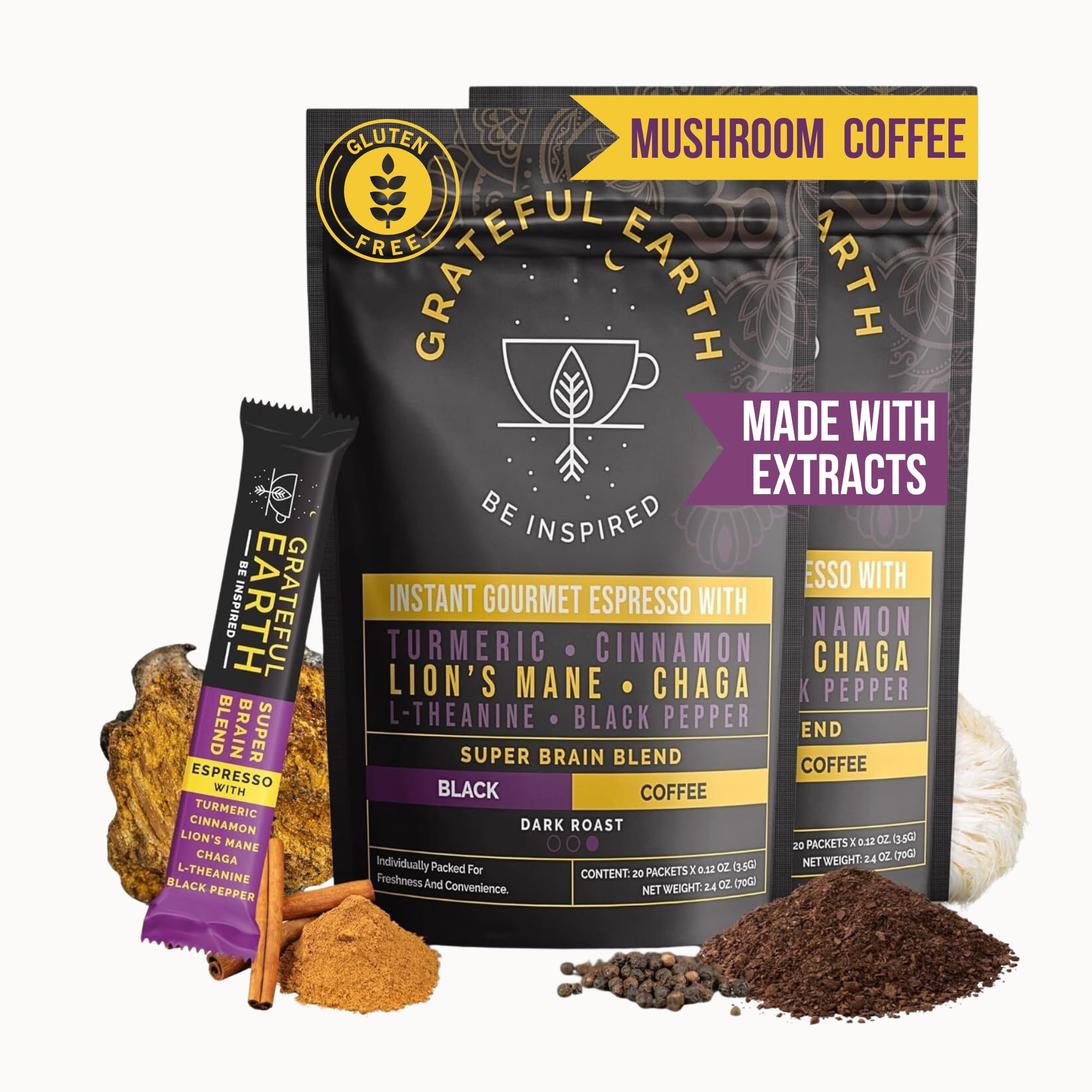 Amazon.com : Grateful Earth Mushroom Coffee, Espresso Instant