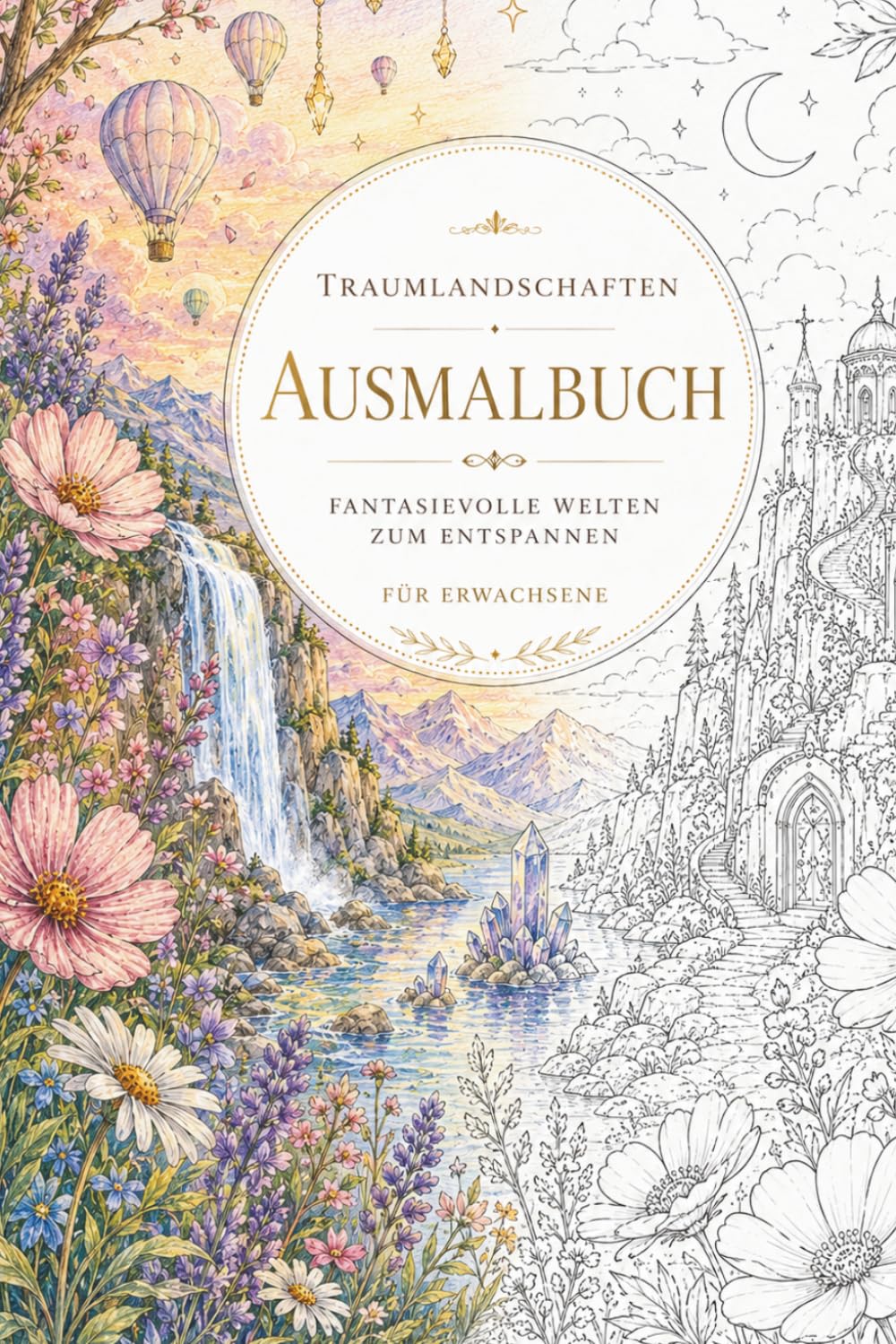 Ausmalbuch Traumlandschaften: Fantasievolle Welten zum Entspannen für Erwachsene