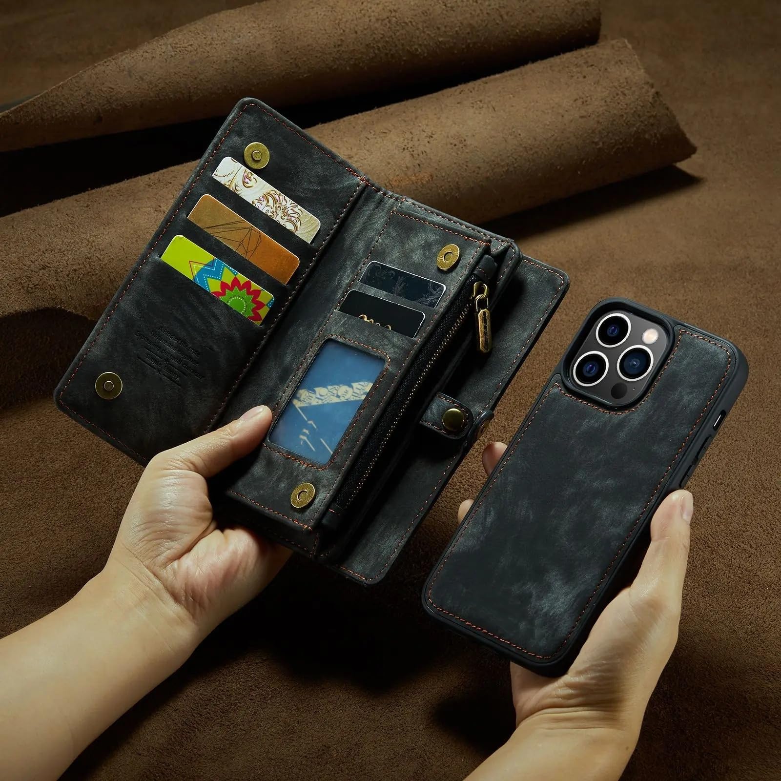 Etui na telefon z portfelem do Galaxy S26 S25 S24 S23 S22 S21 S20 S10 Ultra Plus, etui na karty, skórzane, odpinane, zapinane na zamek magnetyczny (do Galaxy S20 FE/zielone)