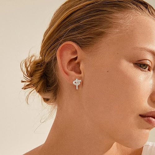 Miniatura 2 de 925 Sterling Silver CZ Stud Earrings Cubic Zirconia Tiny Ear Stud Gift for Women Girls