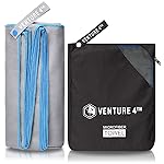 VENTURE 4TH Chamois Travel Towel - Small Sports Towel: Portable Pack Towels for Sea, Summit, Camping, Backpacking, Swimming - Quickdry and Absorbant (Gray-Blue Medium)
