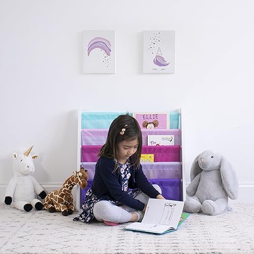 Miniatura 59 de Humble Crew Librero de almacenamiento para libros infantiles, gris/blanco, 4 niveles Gris/Blanco,verde (camo green),Gris/rosado,Madera