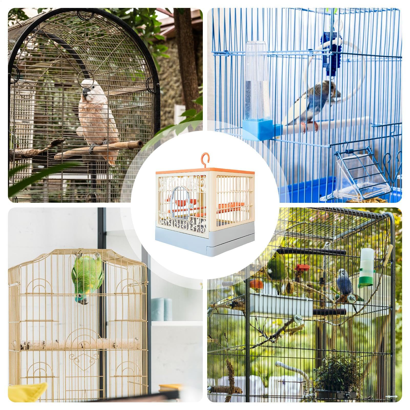 Jaula Grande para Pájaros Transportín Con Pércha | Jaula para Periquitos con Soporte y Bandeja Extraíble Para Alimentación, Forrajeo, Escalada y Vuelo de Agapornis, Canarios,